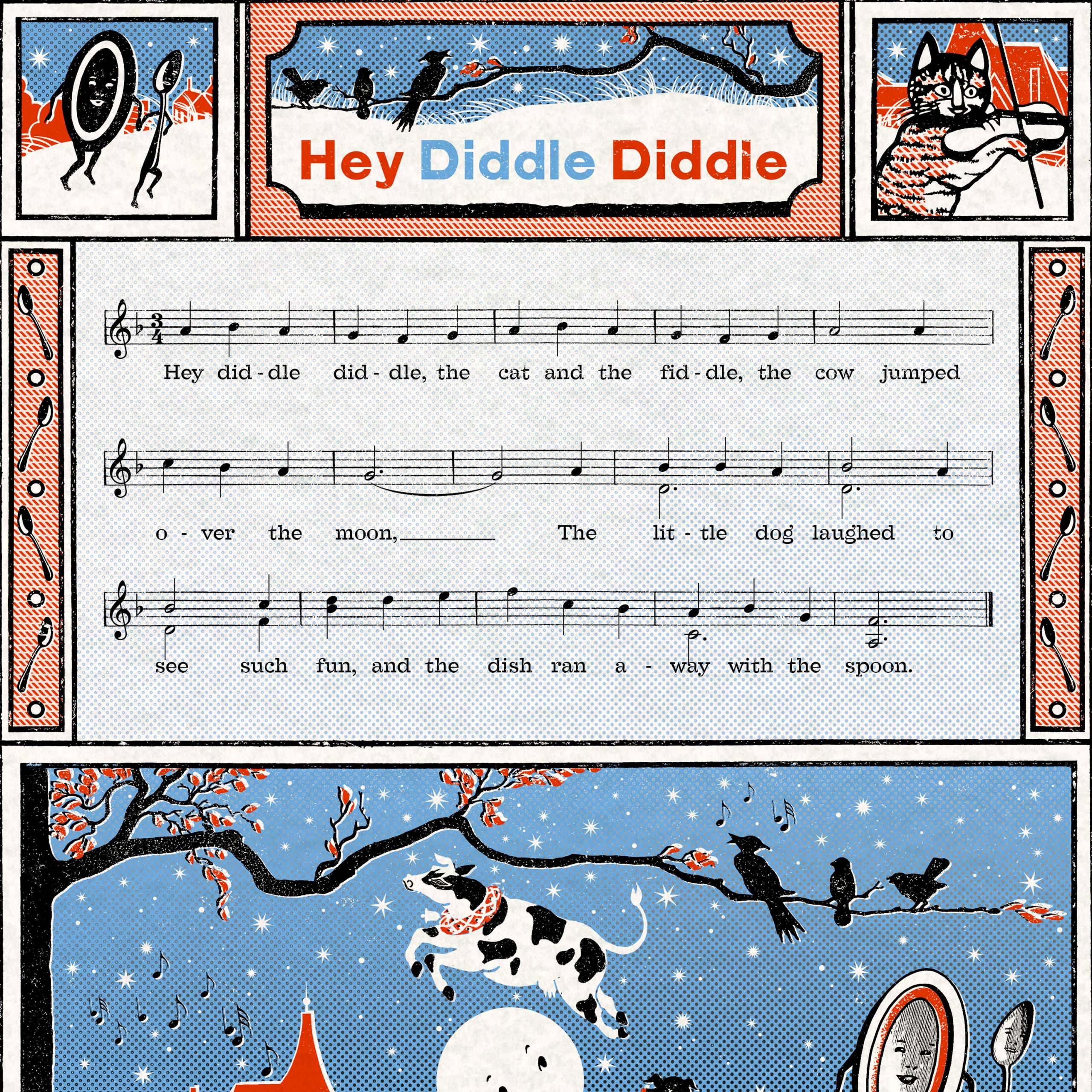 MinaLima - Hey Diddle Diddle - Nursery Rhyme -プリント