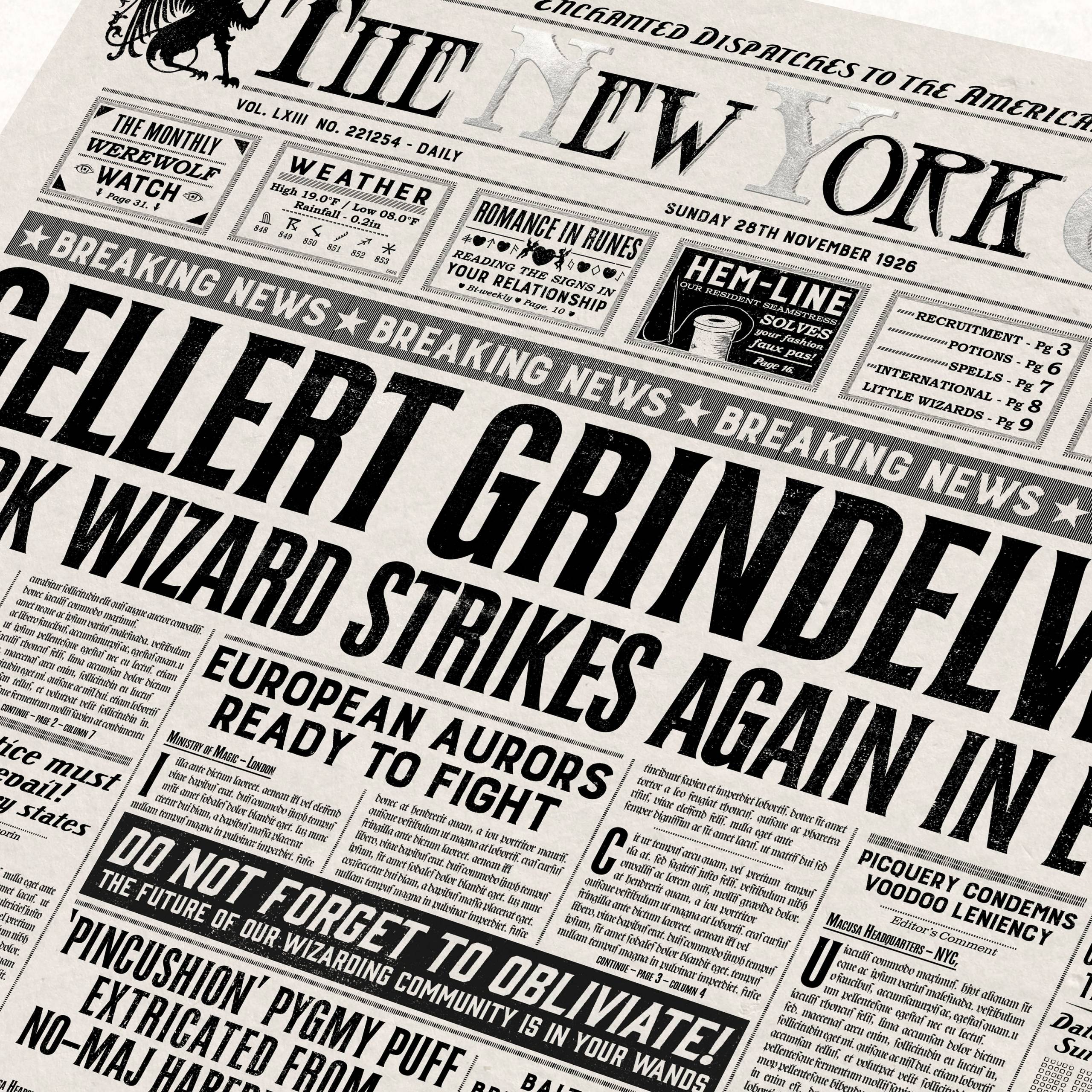 MinaLima - ニューヨークゴースト - Grindelwald Strikes Again in Europe -プリント